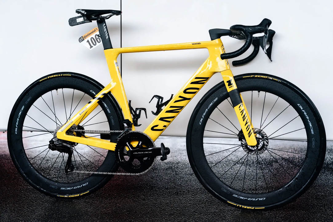 Mathieu van der Poel’un sarı Canyon Aeroad bisikleti